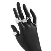 Geometric 6pcs Gold Silver Plated Textured Open Ring Set - ArtGalleryZen