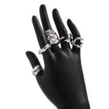 Geometric 6pcs Irregular Curved Waterdrop Open Ring Set - ArtGalleryZen