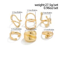 Geometric 6pcs Irregular Waterdrop Chunky Ring Set - ArtGalleryZen