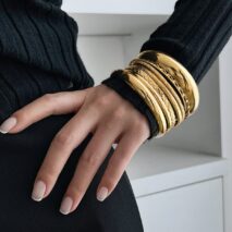 Geometric 8 Pieces Gold Silver Tone Bangle Bracelet Set - ArtGalleryZen