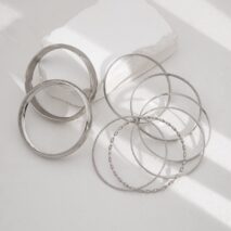 Geometric 8 Pieces Gold Silver Tone Bangle Bracelet Set - ArtGalleryZen
