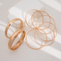 Geometric 8 Pieces Gold Silver Tone Bangle Bracelet Set - ArtGalleryZen