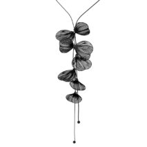 Geometric Abstract Black Leaf Pendant Y Necklace - ArtGalleryZen