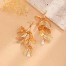 Geometric Abstract Chunky Dangling Floral Pearl Earrings - ArtGalleryZen