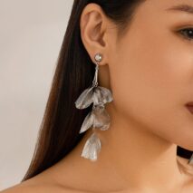 Geometric Abstract Chunky Dangling Floral Pearl Earrings - ArtGalleryZen