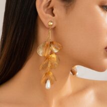 Geometric Abstract Chunky Dangling Floral Pearl Earrings - ArtGalleryZen