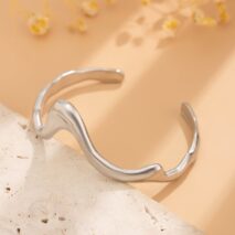 Geometric Abstract Flow Water Open Cuff Bracelet - ArtGalleryZen