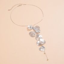 Geometric Abstract Leaf Pendant Y Necklace - ArtGalleryZen