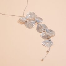 Geometric Abstract Leaf Pendant Y Necklace - ArtGalleryZen