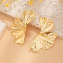 Geometric Abstract Lotus Leaf Earrings - ArtGalleryZen
