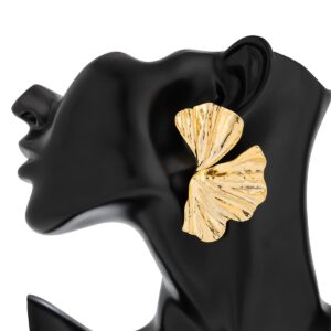 Geometric Abstract Lotus Leaf Earrings - ArtGalleryZen