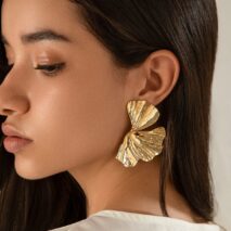 Geometric Abstract Lotus Leaf Earrings - ArtGalleryZen