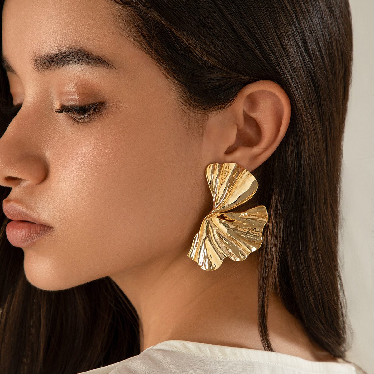Geometric Abstract Lotus Leaf Earrings - ArtGalleryZen