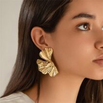Geometric Abstract Lotus Leaf Earrings - ArtGalleryZen