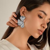 Geometric Abstract Lotus Leaf Earrings - ArtGalleryZen
