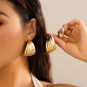 Geometric Abstract Pattern Hoop Earrings - ArtGalleryZen