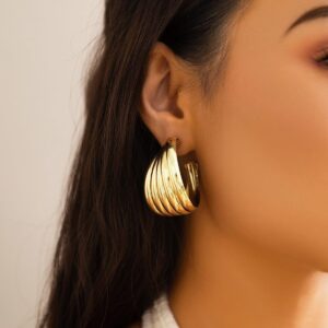Geometric Abstract Pattern Hoop Earrings - ArtGalleryZen