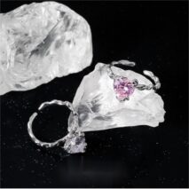 Geometric Adjustable Crystal Heart Ring - ArtGalleryZen