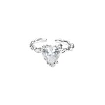 Geometric Adjustable Crystal Heart Ring - ArtGalleryZen