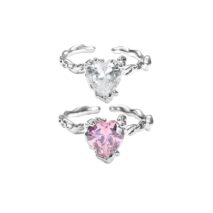 Geometric Adjustable Crystal Heart Ring - ArtGalleryZen