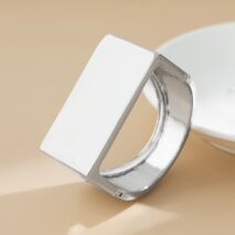 Geometric Chunky D Shaped Wide Cuff Bangle Bracelet - ArtGalleryZen