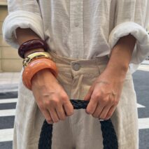 Geometric Chunky Glossy Bangle Bracelet Set - ArtGalleryZen