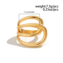 Geometric Chunky Gold Silver Tone Hollow Ring - ArtGalleryZen