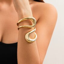 Geometric Chunky Gold Silver Tone Irregular Hoop Bangle Bracelet - ArtGalleryZen