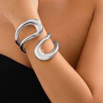 Geometric Chunky Gold Silver Tone Irregular Hoop Bangle Bracelet - ArtGalleryZen