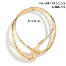 Geometric Chunky Gold Silver Tone Irregular Hoop Choker Necklace - ArtGalleryZen