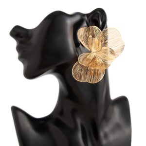 Geometric Chunky Hollow Ginkgo Leaf Earrings - ArtGalleryZen