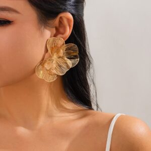 Geometric Chunky Hollow Ginkgo Leaf Earrings - ArtGalleryZen