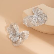 Geometric Chunky Hollow Ginkgo Leaf Earrings - ArtGalleryZen