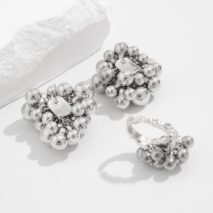 Geometric Chunky Irregular Beads Earrings Ring Set - ArtGalleryZen