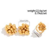 Geometric Chunky Irregular Beads Earrings Ring Set - ArtGalleryZen