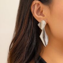 Geometric Chunky Irregular Twisted Dangle Earrings - ArtGalleryZen