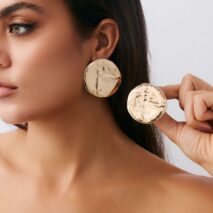 Geometric Chunky Moon Stud Earrings - ArtGalleryZen