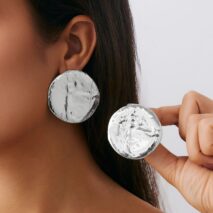 Geometric Chunky Moon Stud Earrings - ArtGalleryZen