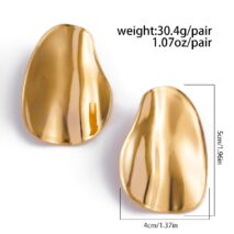 Geometric Chunky Pleated Oval Earrings - ArtGalleryZen