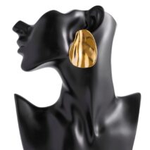Geometric Chunky Pleated Oval Earrings - ArtGalleryZen