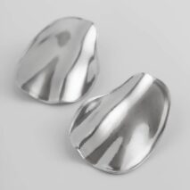 Geometric Chunky Pleated Oval Earrings - ArtGalleryZen