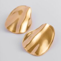 Geometric Chunky Pleated Oval Earrings - ArtGalleryZen