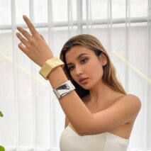 Geometric Chunky Square Wide Cuff Bangle Bracelet - ArtGalleryZen