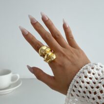Geometric Chunky Waterdrop Ring - ArtGalleryZen