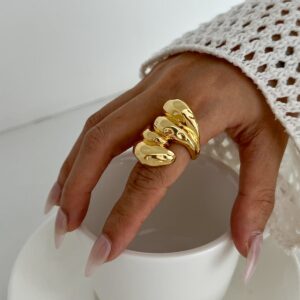 Geometric Chunky Waterdrop Ring - ArtGalleryZen