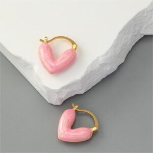 Geometric Colorful Enamel Heart Earrings - ArtGalleryZen