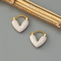 Geometric Colorful Enamel Heart Earrings - ArtGalleryZen