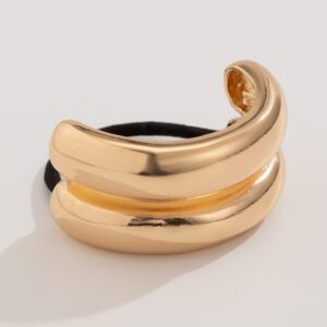 Geometric Curved Metallic Elastic Hair Tie - ArtGalleryZen