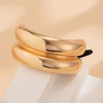Geometric Curved Metallic Elastic Hair Tie - ArtGalleryZen
