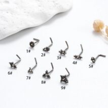 Geometric CZ Inlaid Beads Nose Piercing Nose Stud - ArtGalleryZen